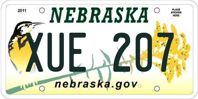 NE license plate XUE207