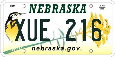 NE license plate XUE216