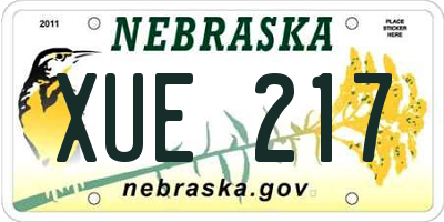 NE license plate XUE217