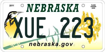 NE license plate XUE223