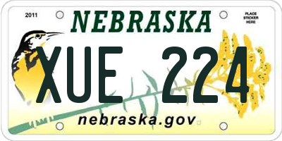 NE license plate XUE224