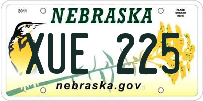 NE license plate XUE225