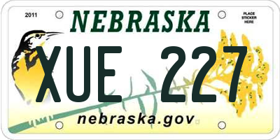 NE license plate XUE227