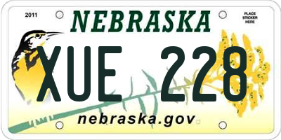 NE license plate XUE228