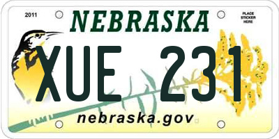 NE license plate XUE231
