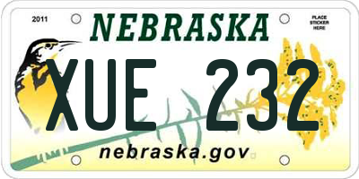 NE license plate XUE232