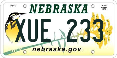 NE license plate XUE233