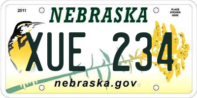 NE license plate XUE234