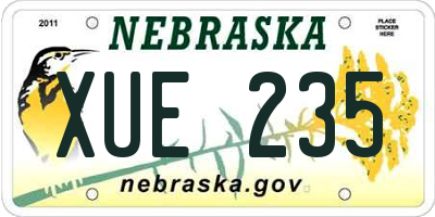 NE license plate XUE235