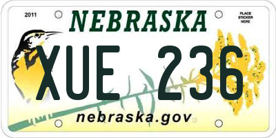 NE license plate XUE236