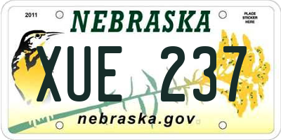 NE license plate XUE237