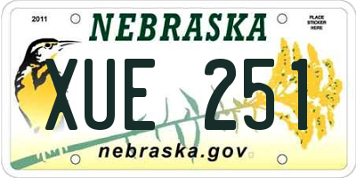 NE license plate XUE251