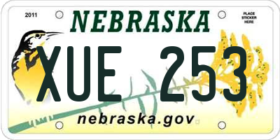 NE license plate XUE253