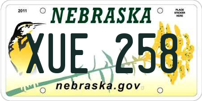 NE license plate XUE258