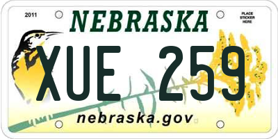 NE license plate XUE259