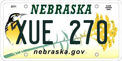 NE license plate XUE270
