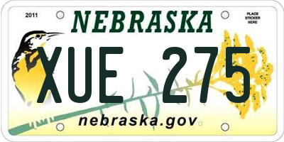 NE license plate XUE275
