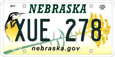 NE license plate XUE278