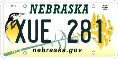 NE license plate XUE281