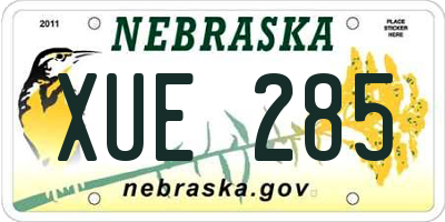 NE license plate XUE285