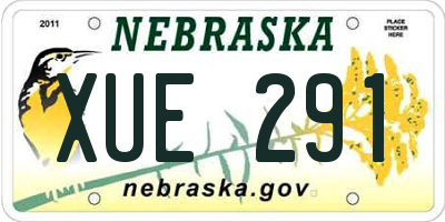 NE license plate XUE291