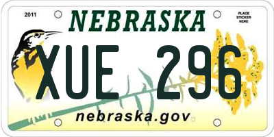NE license plate XUE296