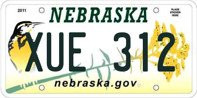NE license plate XUE312
