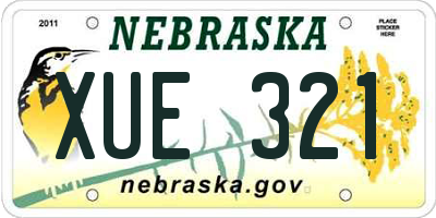NE license plate XUE321