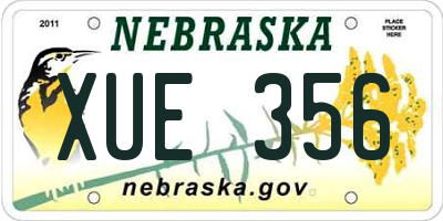 NE license plate XUE356