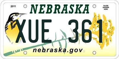 NE license plate XUE361