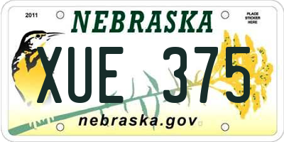 NE license plate XUE375