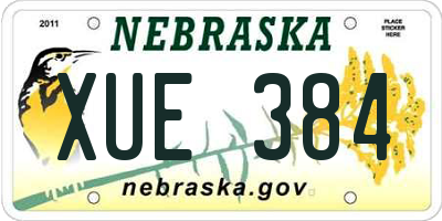 NE license plate XUE384