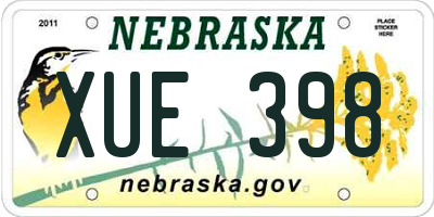 NE license plate XUE398