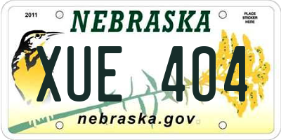 NE license plate XUE404