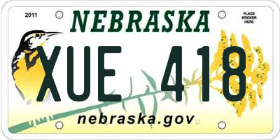 NE license plate XUE418