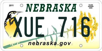 NE license plate XUE716