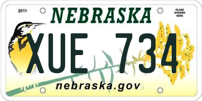 NE license plate XUE734