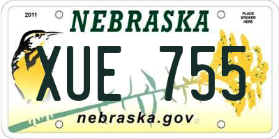 NE license plate XUE755