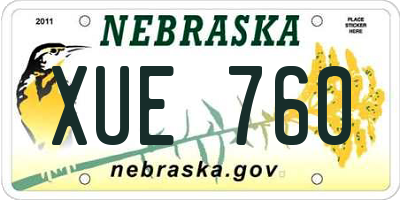 NE license plate XUE760