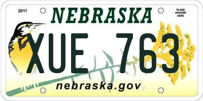 NE license plate XUE763