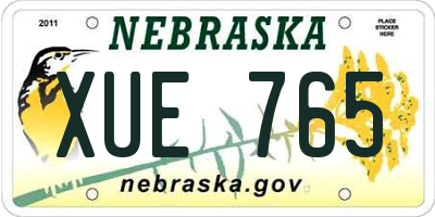 NE license plate XUE765