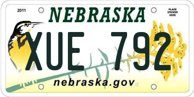NE license plate XUE792