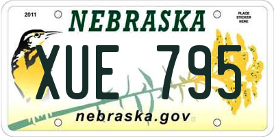 NE license plate XUE795