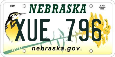 NE license plate XUE796