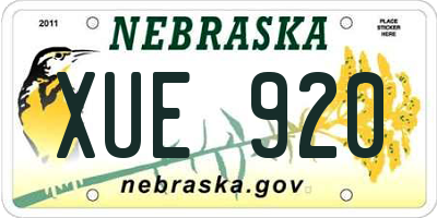 NE license plate XUE920