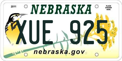 NE license plate XUE925