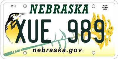NE license plate XUE989