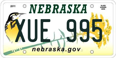 NE license plate XUE995