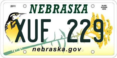 NE license plate XUF229