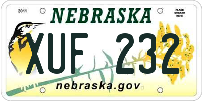 NE license plate XUF232